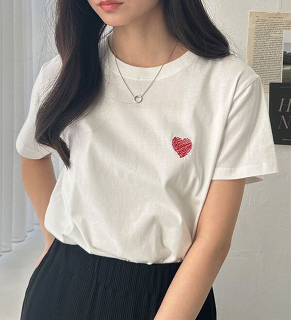 GeeRA（ジーラ）の「綿１００％アソート１ポイント刺しゅうＴシャツ（カットソー）」｜詳細画像