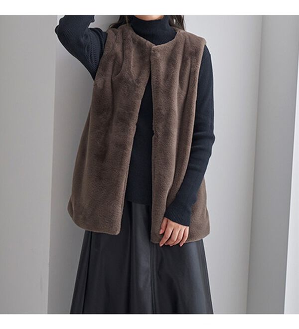 BELLUNA（ベルーナ）の「＜＆ｃｏｃｏｃｈｉ＞ハピネスコットン100％&times;吸湿発熱リブタートルニット（ニット・セーター）」｜詳細画像