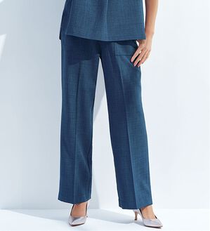 BELLUNA（ベルーナ）の「ひんやりリネンライク素材ベイカーワイドパンツ（ワイドパンツ・ガウチョ）」｜ブルー