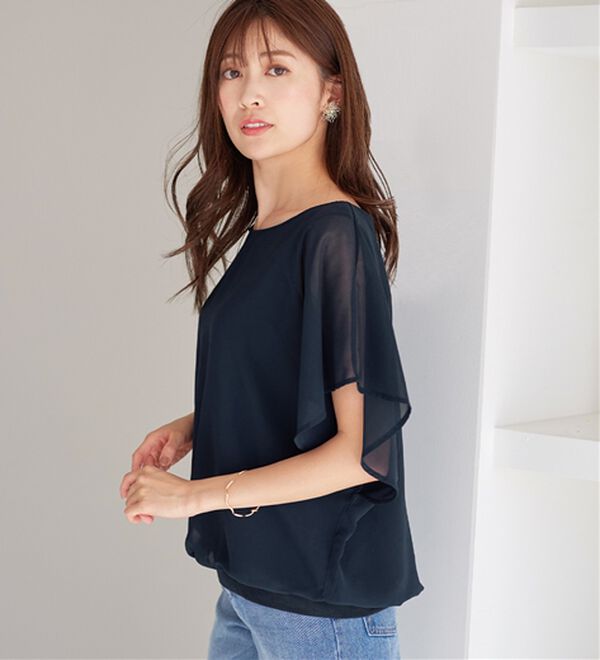 alotta（アロッタ）の「【接触冷感】カットソー裏地付ドルマンブラウス（ブラウス）」｜詳細画像