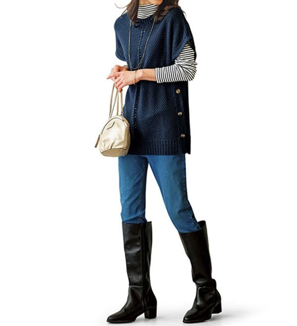 BELLUNA（ベルーナ）の「ふんわり裏起毛ストレッチデニムパンツ（フルレングスパンツ）」｜詳細画像