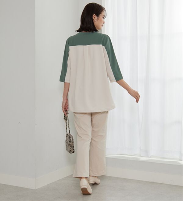 BELLUNA（ベルーナ）の「ドロスト使い配色デザインチュニック（チュニック）」｜詳細画像