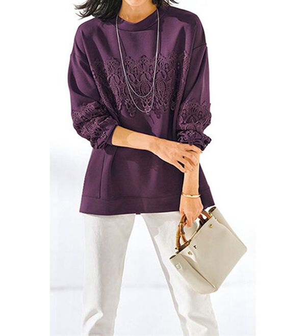 BELLUNA（ベルーナ）の「モチーフレース使いハイネックプルオーバー（カットソー）」｜詳細画像