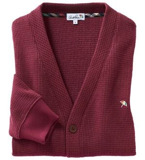 「アーノルド　パーマー　新定番さっと羽織れるワッフルカーディガン（メンズカーディガン）」｜ワイン