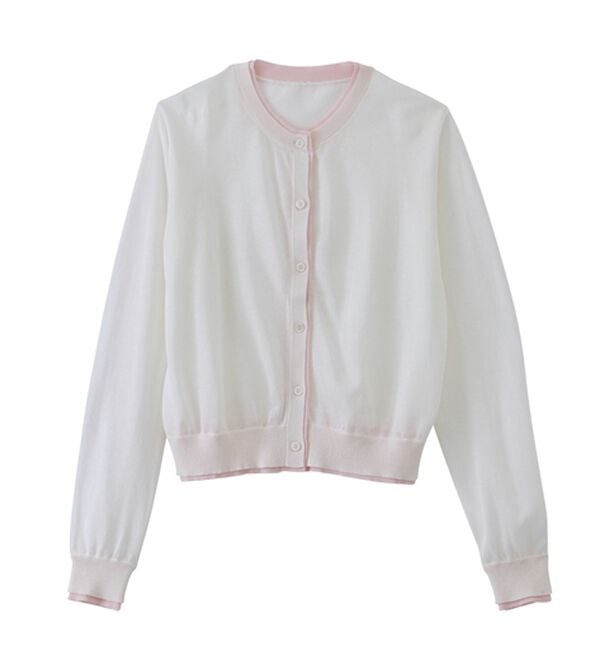 RANAN（ラナン）の「レイヤード風バイカラーシアーカーデ（ニットカーディガン）」｜詳細画像