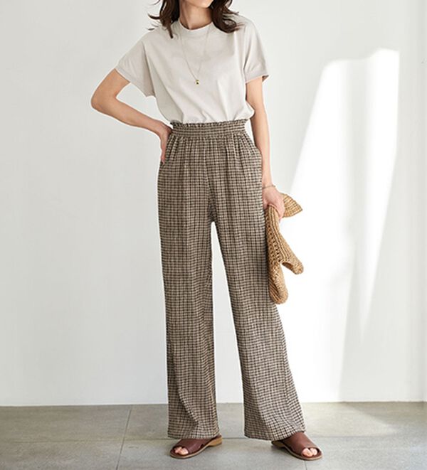 BELLUNA（ベルーナ）の「サラっと素材イージーパンツ（ワイドパンツ・ガウチョ）」｜詳細画像