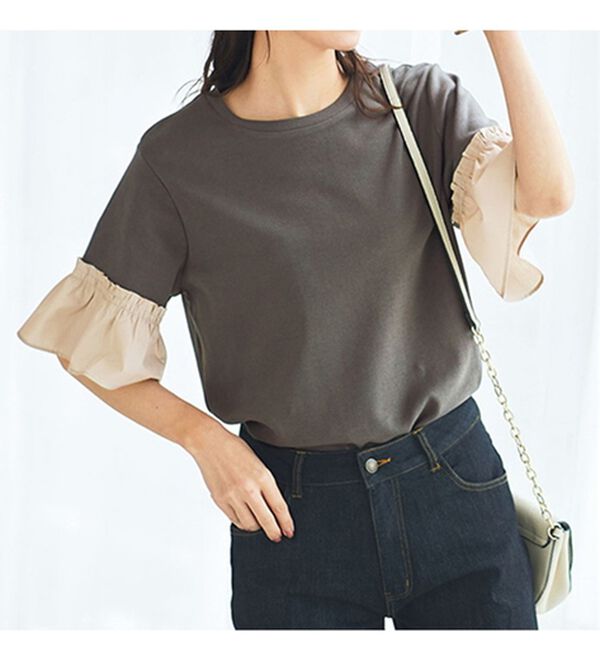 BELLUNA（ベルーナ）の「オーガニックコットン素材切替デザインプルオーバー（カットソー）」｜詳細画像