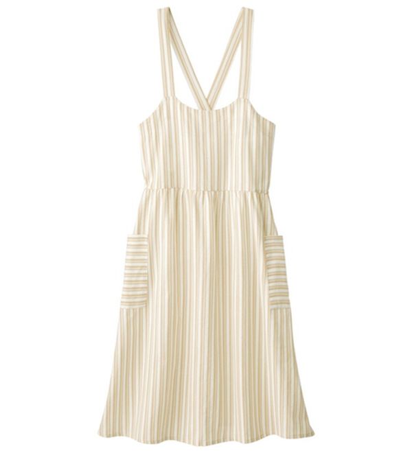 LAVIENNE（ラヴィエンヌ）の「ゆったりおしゃれなエプロンワンピース（エプロン）」｜ベージュ系ストライプ