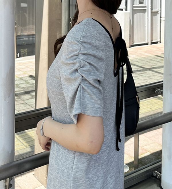 GeeRA（ジーラ）の「バックオープン配色リブワンピース（その他ワンピース）」｜詳細画像