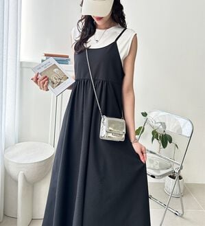 GeeRA（ジーラ）の「サッカー素材バックリボンキャミワンピース（その他ワンピース）」｜ブラック