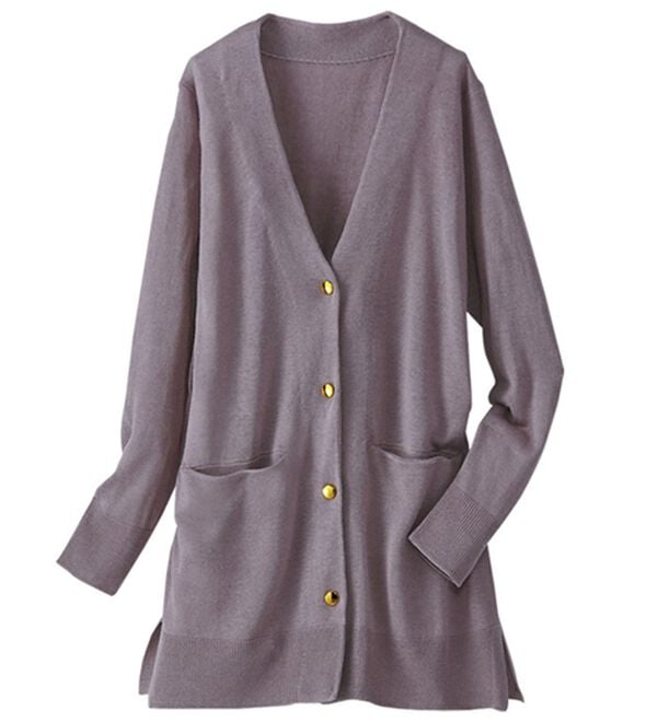 BELLUNA（ベルーナ）の「シルクカシミヤデザインカーディガン（ニットカーディガン）」｜ローズグレー