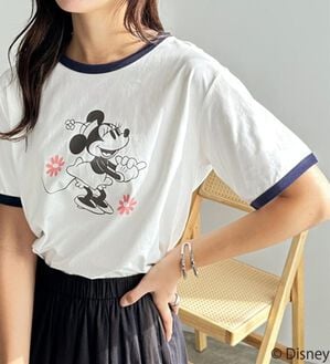 GeeRA（ジーラ）の「【Disney/ディズニー】別注/Mickey Mouse＆Minnie Mouse/リンガープリントTシャツ（カットソー）」｜ミニー&times;オフホワイト
