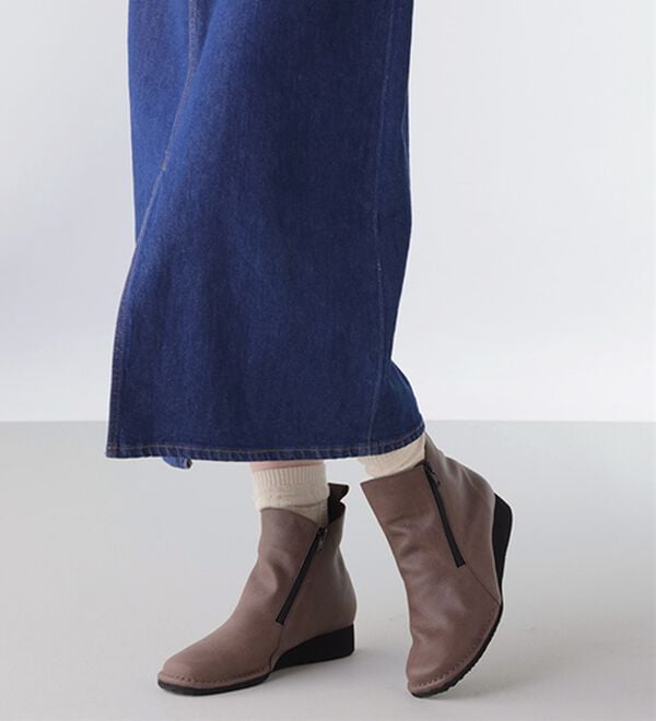 ルフラン（ルフラン）の「あったか裏フリース　牛革ダブルファスナーブーツ（ブーツ）」｜詳細画像