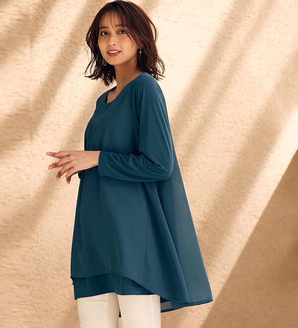 裏微起毛】異素材切替チュニック - ベルーナ【公式】