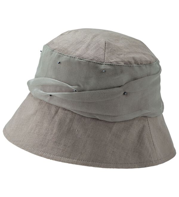 BELLUNA（ベルーナ）の「ビジュー使いシルククロッシェ（帽子）」｜グレー