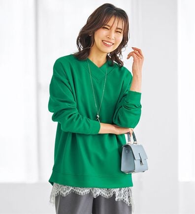 BELLUNA（ベルーナ）の「なめらかタッチ！もっちりんＶネックチュニック（カットソー）」