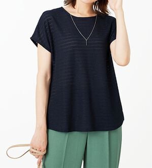 BELLUNA（ベルーナ）の「ネックレス付ジャカード素材プルオーバー（カットソー）」｜ネイビー