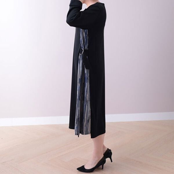 BELLUNA（ベルーナ）の「サイドプリーツデザインワンピース（カットソーワンピース）」｜詳細画像