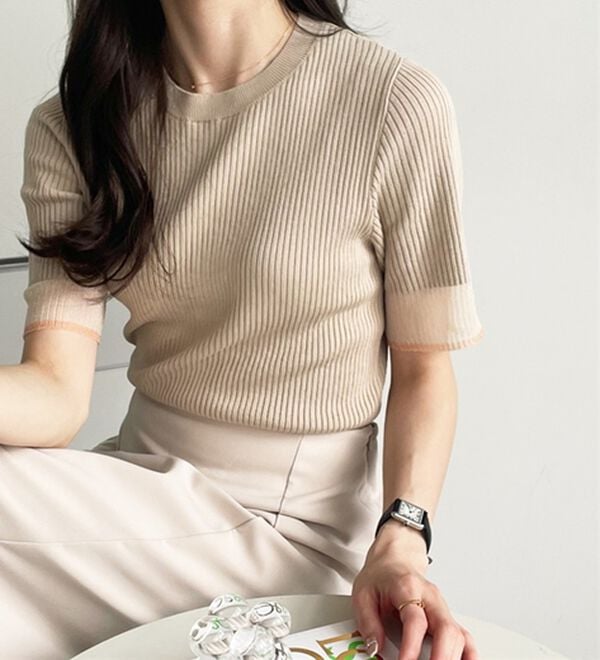 GeeRA（ジーラ）の「『ドラマ着用商品』 袖口シアーリブニット（ニット・セーター）」｜詳細画像