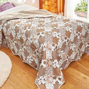 「華やかなパッチワーク調マルチカバー（ソファーカバー）」｜ベージュ