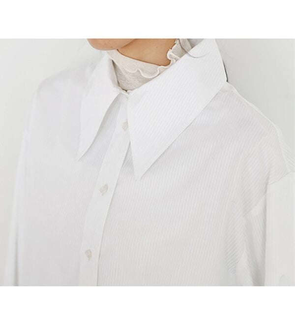 GeeRA（ジーラ）の「ストライプ柄衿付ショート丈シャツ（シャツ）」｜詳細画像