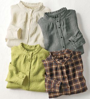 BELLUNA（ベルーナ）の「柔らかコットン衿フリルシャツ（ブラウス）」｜詳細画像