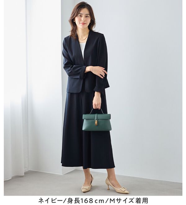Viola e Viola（ヴィオラ エ ヴィオラ）の「【2点セット】洗える！カラーレスジャケットガウチョスーツ（パンツスーツ）」｜詳細画像