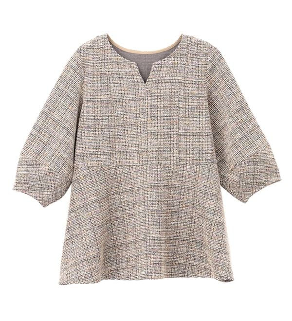 RANAN（ラナン）の「カットツイードペプラムブラウス（カットソー）」｜詳細画像