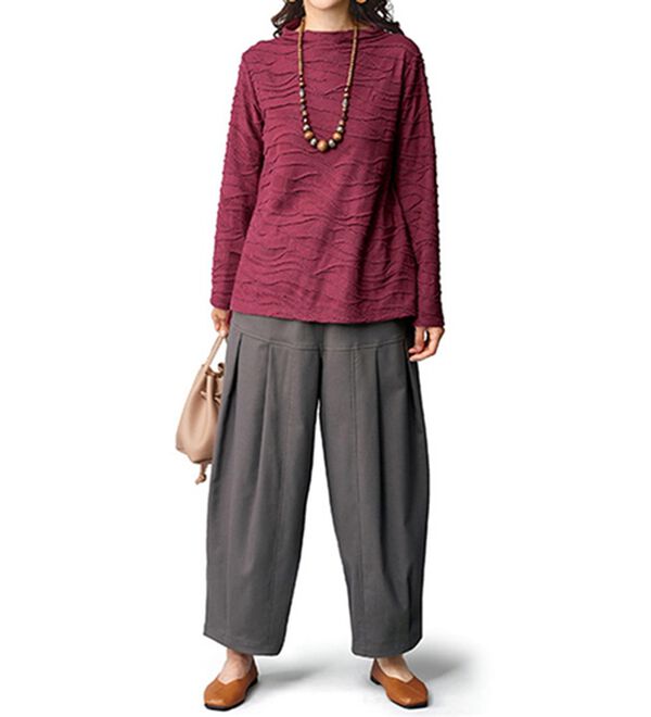 BELLUNA（ベルーナ）の「タックジャカード素材ボトルネックプルオーバー（カットソー）」｜詳細画像