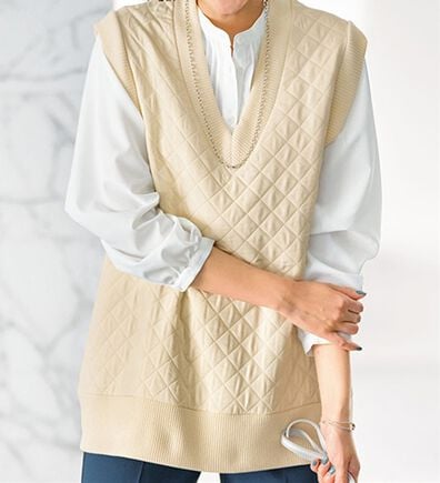 BELLUNA（ベルーナ）の「キルティング素材Ｖネックデザインベスト（ベスト）」