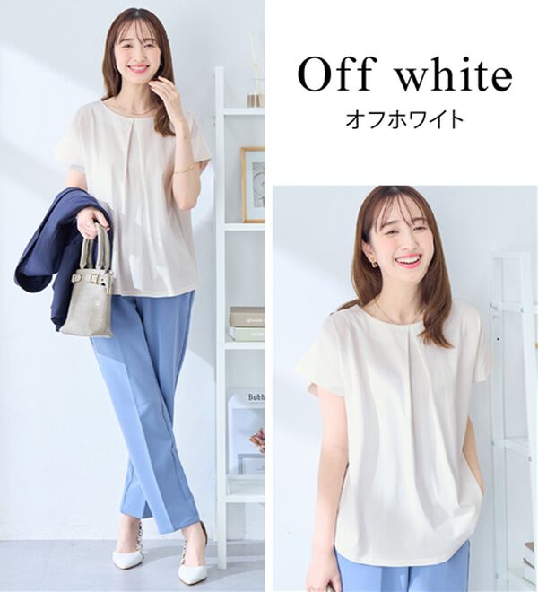 alotta（アロッタ）の「ひんやりタックデザインＴシャツ（カットソー）」｜詳細画像