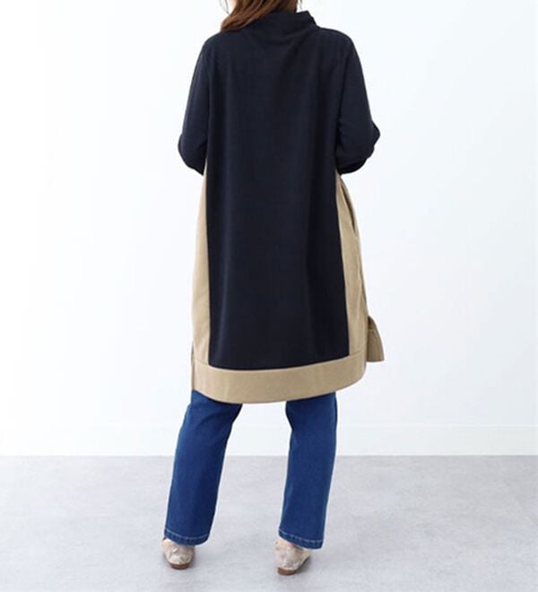 BELLUNA（ベルーナ）の「配色デザインワイドネックワンピース（ドッキングワンピース）」｜詳細画像