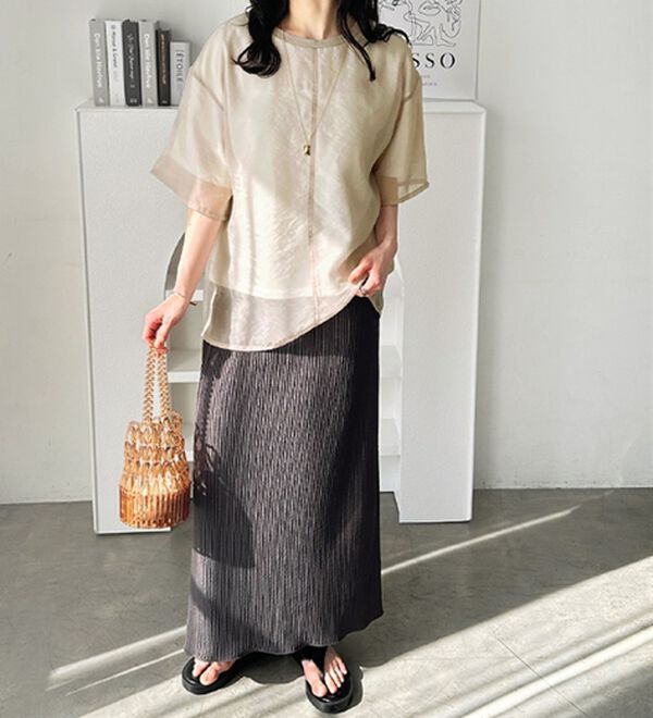 GeeRA（ジーラ）の「オーガンジーレイヤードＴシャツ（カットソー）」｜詳細画像