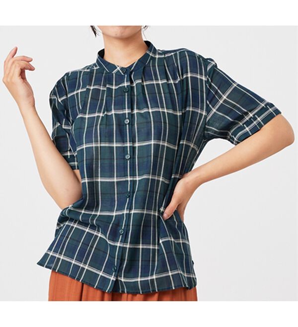 BELLUNA（ベルーナ）の「綿１００％バンドカラーシャツブラウス（ブラウス）」｜詳細画像