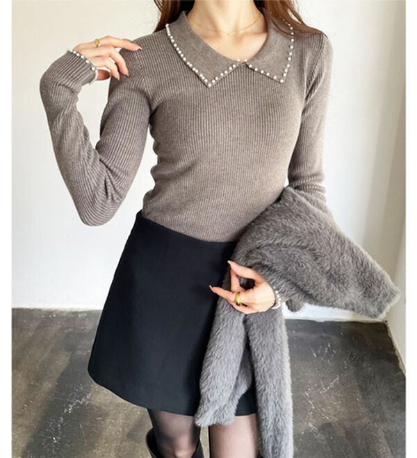 GeeRA（ジーラ）の「【YOUING.】パール衿リブニット（ニット・セーター）」｜詳細画像