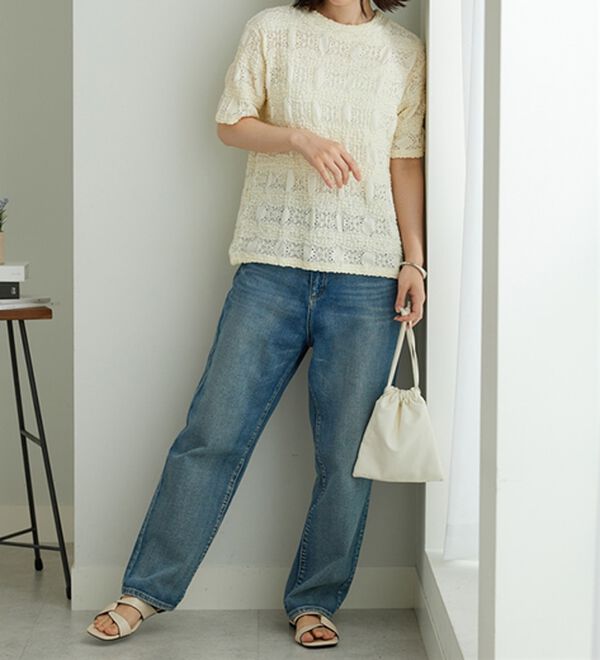 ぽこぽこ♪ストレッチレース調ハイネックプルオーバー - ベルーナ【公式】