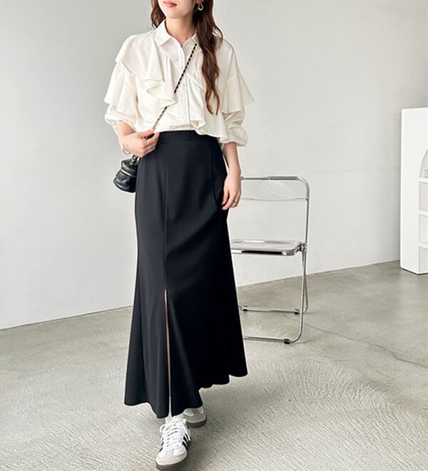 GeeRA（ジーラ）の「スリットマーメイドフレアスカート（ロングスカート）」｜詳細画像