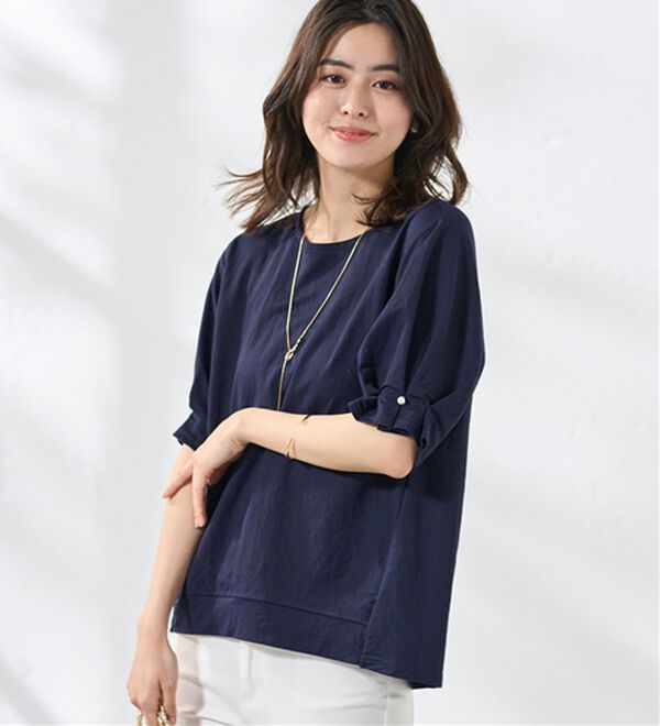 BELLUNA（ベルーナ）の「【接触冷感】涼感素材袖パールデザインプルオーバー（カットソー）」｜詳細画像