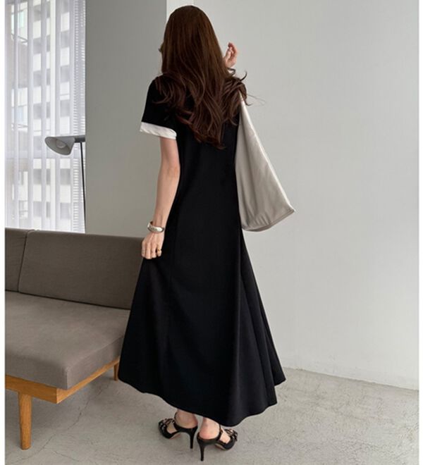 GeeRA（ジーラ）の「【ＵＳ．ＰＯＬＯ．ＡＳＳＮ】レイヤード風ヘンリーネック半袖ワンピース（カットソーワンピース）」｜詳細画像