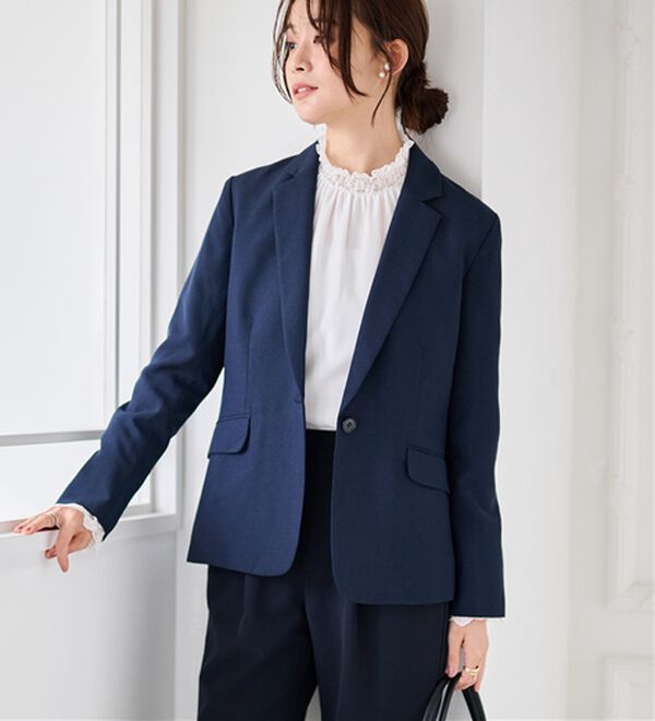 RANAN（ラナン）の「【選べる衿】洗える！春夏ロングシーズン着用可能ベーシック２点ライトスーツ（パンツスーツ）」｜詳細画像