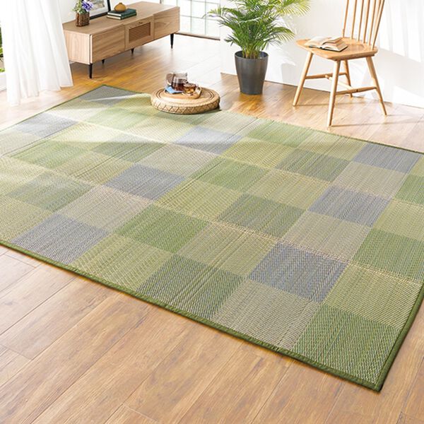 「お手入れカンタン防ダニはっ水い草ラグ（い草ラグ）」｜ブロックグリーン