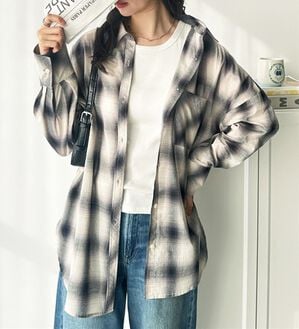 GeeRA（ジーラ）の「アソート柄オーバーサイズシャツ（シャツ）」｜ブラック系チェック