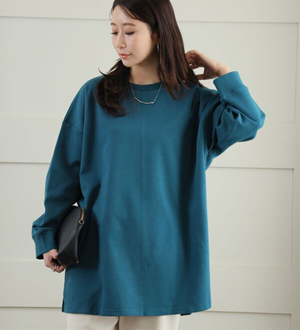 A HAPPY MARILYN（アハッピーマリリン）の「【Ｍ～８Ｌ】スウェット苦手さんも嬉しい！綿トレーナーライクビッグシルエットＴシャツ（Tシャツ）」｜詳細画像