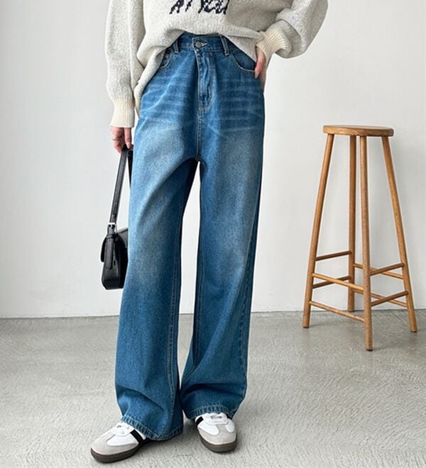 GeeRA（ジーラ）の「美脚見え！２ボタンウエストワイドデニムパンツ（フルレングスパンツ）」｜詳細画像