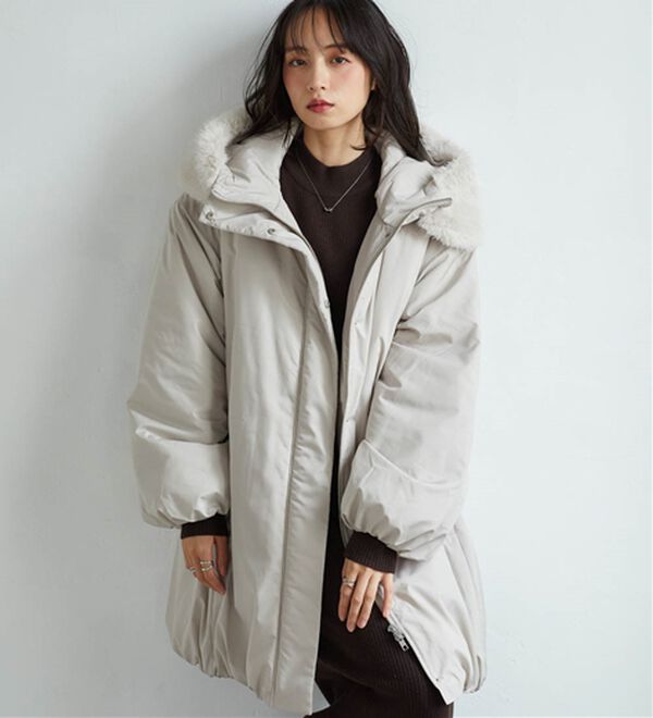 RANAN（ラナン）の「ミドル丈フードファー中わたダウンコート（ハーフコート）」｜詳細画像