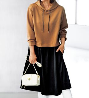 BELLUNA（ベルーナ）の「異素材切替ドロスト使いワンピース（その他ワンピース）」｜詳細画像