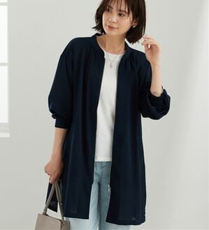 BELLUNA（ベルーナ）の「とろみ素材イージーケアロング丈ジャケット（その他ジャケット）」｜ネイビー