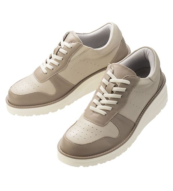 ルフラン（ルフラン）の「＜ラシーナリュクス＞サッと履ける４Ｅレザースニーカー（スニーカー）」｜ベージュ&times;オーク