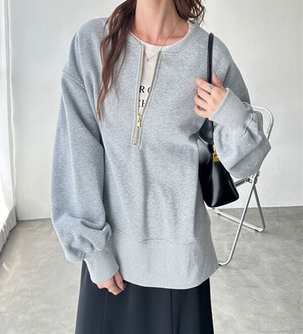GeeRA（ジーラ）の「【ラク&times;きれい】ハーフジップ裏起毛スウェット（トレーナー・スウェット）」｜詳細画像