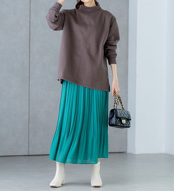 BELLUNA（ベルーナ）の「リブ使いがかわいい裏起毛トレーナー（チュニック）」｜詳細画像